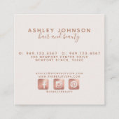 Moderne botanische Rose Gold Blush Pink Quadratische Visitenkarte (Rückseite)