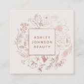 Moderne botanische Rose Gold Blush Pink Quadratische Visitenkarte (Vorderseite)