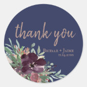 Moderne botanische Rose Gold Gastgeschenk Hochzeit Runder Aufkleber (Vorderseite)