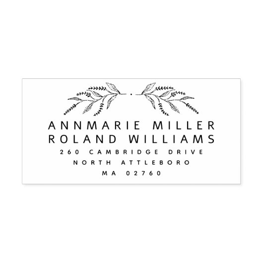 Moderne botanische Rücksendeadresse mit zwei Nachn Permastempel (Design)