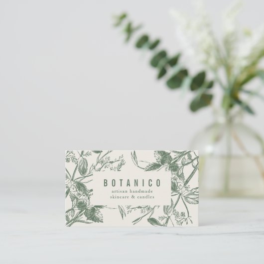 Moderne botanische Sage Cream Floral Einfach Visitenkarte (Stehend Vorderseite)