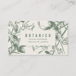 Moderne botanische Sage Cream Floral Einfach Visitenkarte