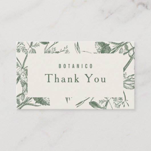 Moderne botanische Sage Cream Floral Vielen Dank Visitenkarte (Vorderseite)