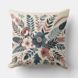 Moderne botanische Sahne-Blumenkunst Kissen