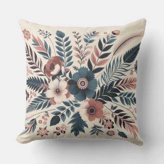 Moderne botanische Sahne-Blumenkunst Kissen