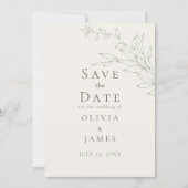 Moderne Botanische Save-the-Date-Karte im Salbeigr Einladung (Vorderseite)