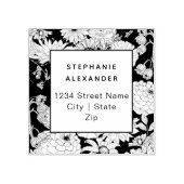 Moderne botanische Schwarz-Weiß-Blume Gummistempel (Prägung)