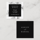 Moderne botanische Schwarz-Weiß-Hochzeit mit Blume Begleitkarte (Vorne/Hinten)