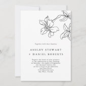 Moderne botanische Schwarz-Weiß-Hochzeit mit Blume Einladung (Vorderseite)
