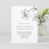Moderne botanische Schwarz-Weiß-Hochzeit mit Blume Einladung (Stehend Vorderseite)
