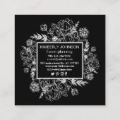 Moderne botanische Schwarz-weiße Visitenkarte (Rückseite)