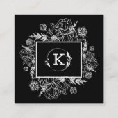 Moderne botanische Schwarz-weiße Visitenkarte (Vorderseite)