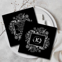 Moderne botanische Schwarz-weiße Visitenkarte