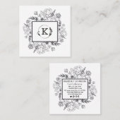 Moderne botanische Schwarz-weiße Visitenkarte (Vorne/Hinten)