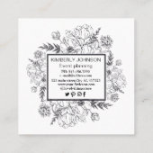 Moderne botanische Schwarz-weiße Visitenkarte (Rückseite)