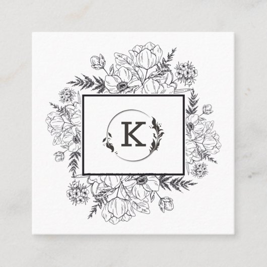 Moderne botanische Schwarz-weiße Visitenkarte (Vorderseite)
