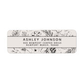 Moderne botanische Schwarze Rücksendeadresse (Vorne)