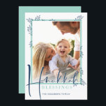 MODERNE BOTANISCHE Segen Rahmen beschnitten Minze  Feiertagskarte<br><div class="desc">by kat massard >>> www.simplysweetPAPERIE.com <<<< An elegant, einfaches botanical foto design. Maximum area to display your beautiful family too! TIPS 1. To resize / Reposition the Foto hit the customise it button. 2. You can change the fonts, move and add more text! NEED HELP GETTING YOUR FOTO TO FIT...</div>