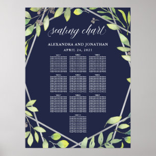 Moderne botanische Silber-Seekarte Poster