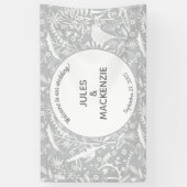 Moderne Botanische Silbergrauhochzeit Banner (Vertikal)