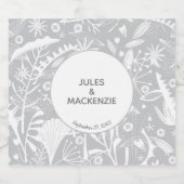 Moderne Botanische Silbergrauhochzeit Bierflaschenetikett (Einzelnes Label)