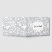 Moderne Botanische Silbergrauhochzeit Gästebuch (Voll)