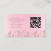 Moderne botanische Soft-Pink-Boho-Foto-QR-Code Visitenkarte (Rückseite)