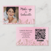 Moderne botanische Soft-Pink-Boho-Foto-QR-Code Visitenkarte (Vorne/Hinten)
