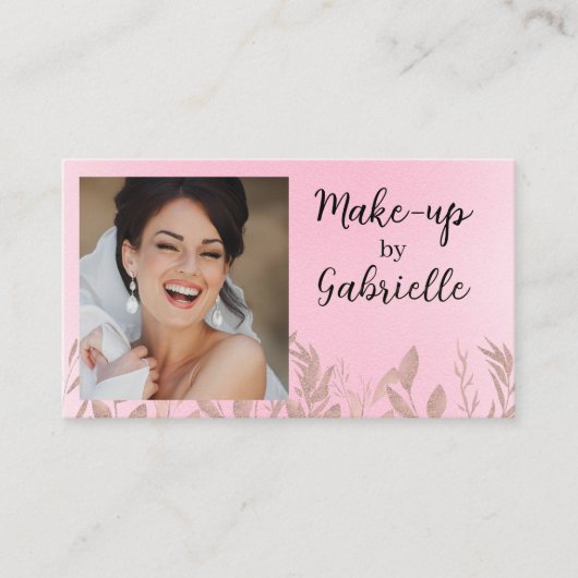 Moderne botanische Soft-Pink-Boho-Foto-QR-Code Visitenkarte (Vorderseite)