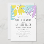 Moderne botanische Sommerhochzeit Einladung (Vorderseite)