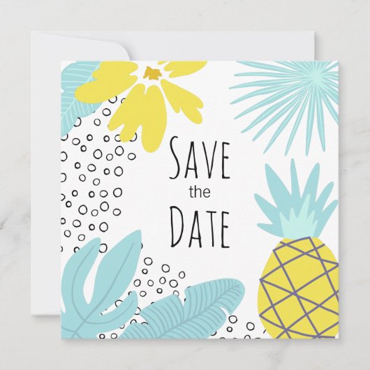 Moderne botanische Sommerhochzeit Retten Sie das D Einladung (Vorderseite)