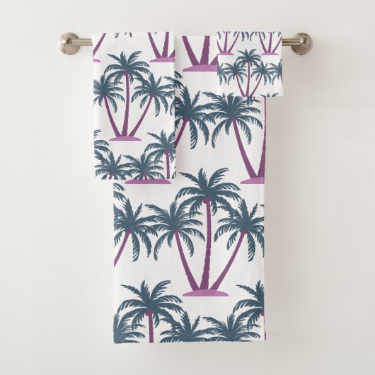Moderne botanische Sommerpalmen auf Weiß Badhandtuch Set (Insitu)