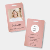 Moderne botanische staubige Rose Boho-Foto Ausweis (Vorder- & Rückseite)