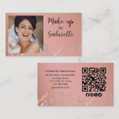 Moderne botanische staubige Rose Boho Foto QR Code Visitenkarte (Vorne/Hinten)