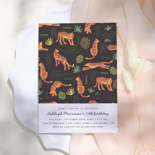 Moderne botanische Tiger Geburtstagsparty Einladung