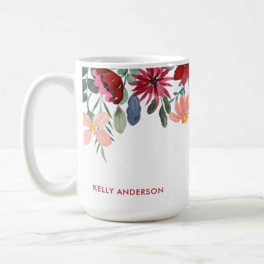 Moderne botanische, trendige Mit Monogramm Foliage Kaffeetasse (Links)
