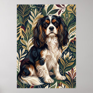 Moderne botanische Tricolor-Cavalier-Porträt Poster