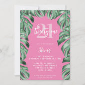 Moderne botanische Vegetation Elegant 21. Geburtst Einladung (Vorderseite)