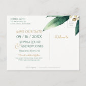 Moderne botanische Vegetation rustikal Save the Da Ankündigungspostkarte (Rückseite)