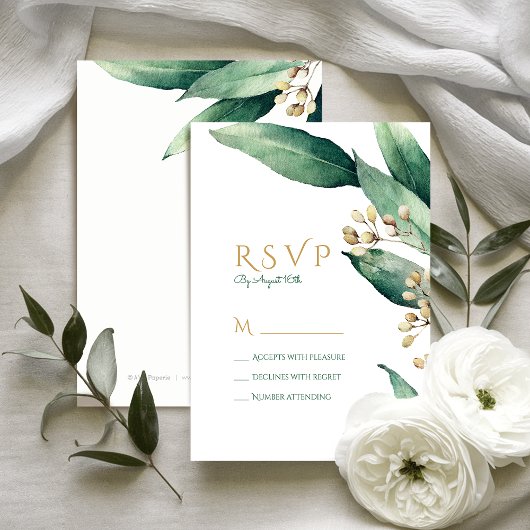 Moderne botanische Vegetation rustikale Hochzeit R RSVP Karte