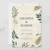 Moderne botanische Vegetation Save the Date Einladung (Vorderseite)