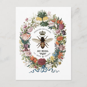 MODERNE BOTANISCHE VINTAGE-KÖNIGIN-BIENE POSTKARTE