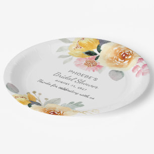 Moderne botanische Wasserfarbe für Brautparty-Blum Pappteller