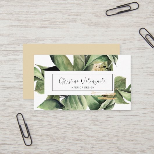 Moderne botanische Wasserfarbenwelt Beruflich Visitenkarte (Vorderseite/Rückseite Beispiel)