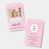 Moderne botanische weiche rosa Boho-Foto Ausweis (Vorder- & Rückseite)