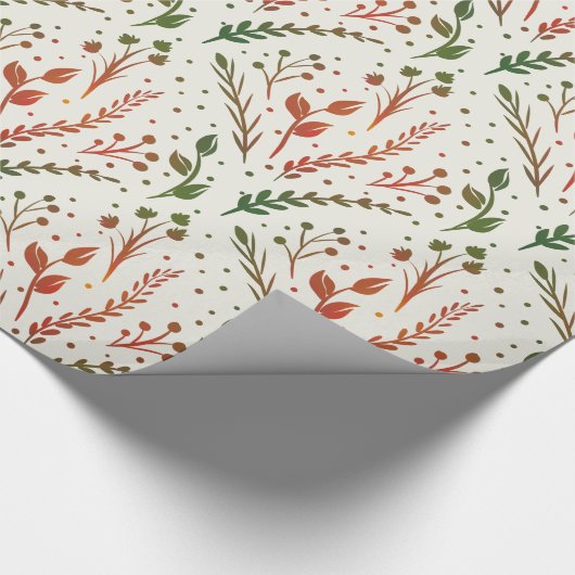 Moderne botanische Weihnachten Rot und Grün Geschenkpapier (Ecke)