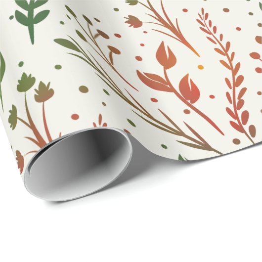 Moderne botanische Weihnachten Rot und Grün Geschenkpapier (Rolleneckpunkt)