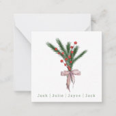 Moderne botanische Weihnachtsgrün Mitteilungskarte (Vorderseite)