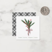 Moderne botanische Weihnachtsgrün Mitteilungskarte (Vorderseite/Rückseite Beispiel)