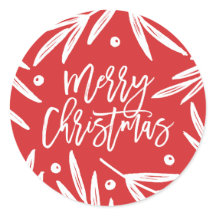 Moderne botanische Weihnachtskleber - Rot